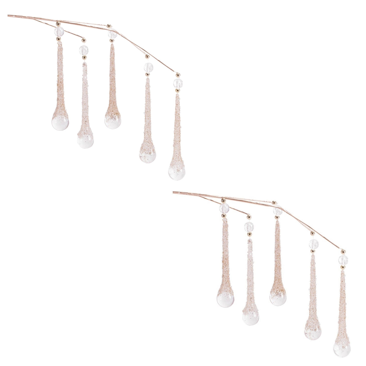 Glittered Teardrop Icicle Sprays - Set of 2 - product photo 3
