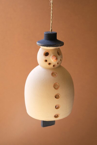 Hanging Clay Snowman Holiday Chime - product photo 4