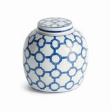 Blue and White Ceramic Lidded Decorative Jar - product photo 1