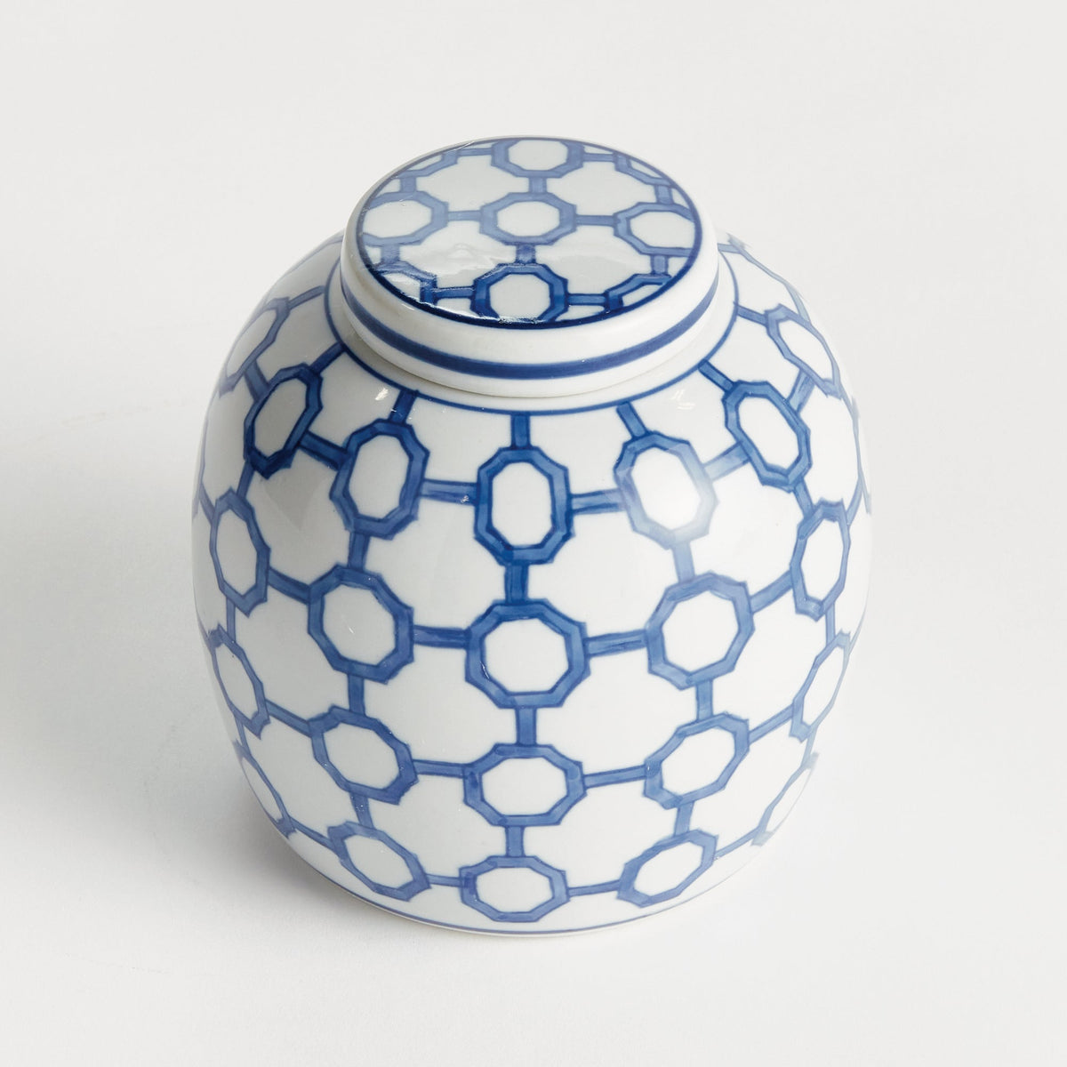Blue and White Ceramic Lidded Decorative Jar - product photo 2