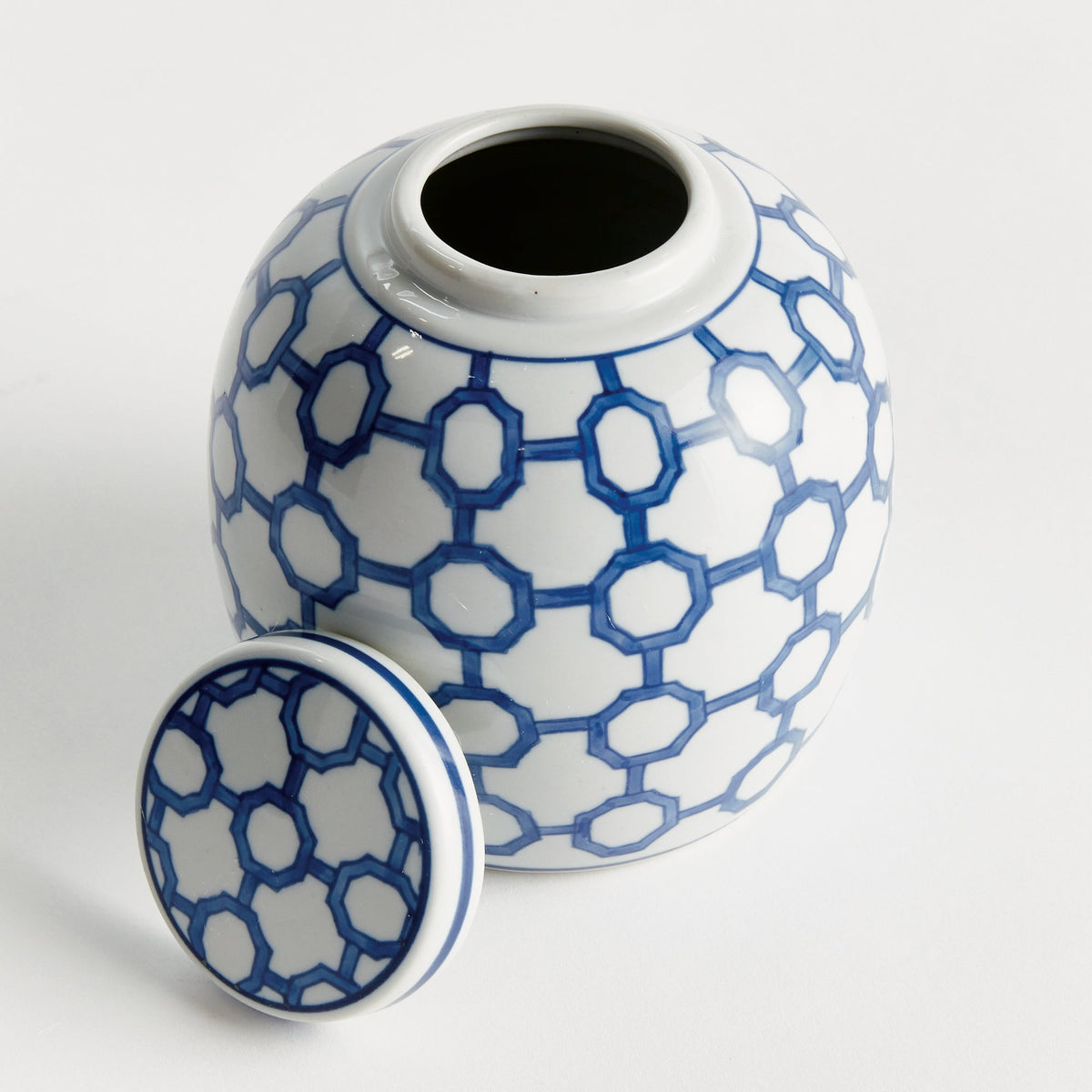 Blue and White Ceramic Lidded Decorative Jar - product photo 4
