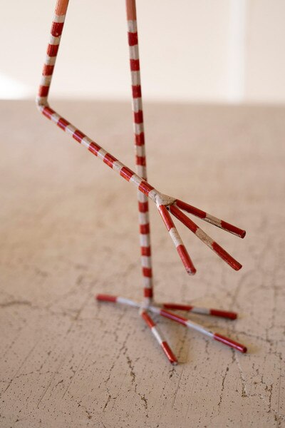 Painted Recycled Metal Christmas Flamingo - product photo 3