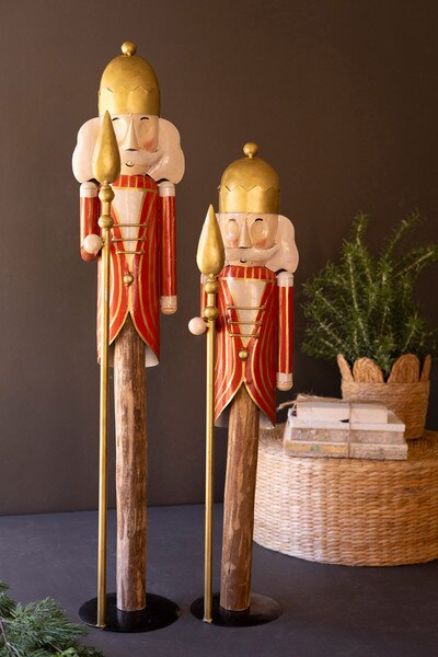 Painted Metal Nutcracker Figures on Wood Bases - Set of 2 - product photo 1