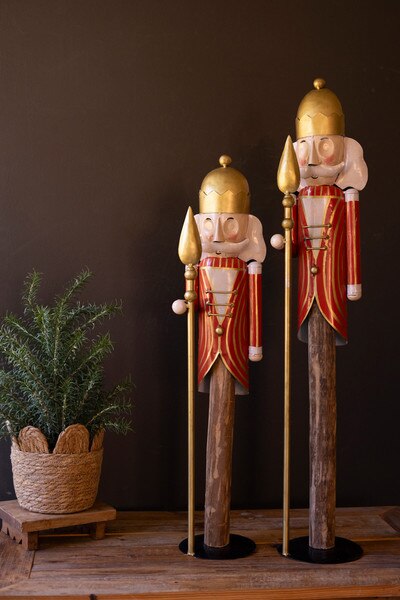 Painted Metal Nutcracker Figures on Wood Bases - Set of 2 - product photo 2