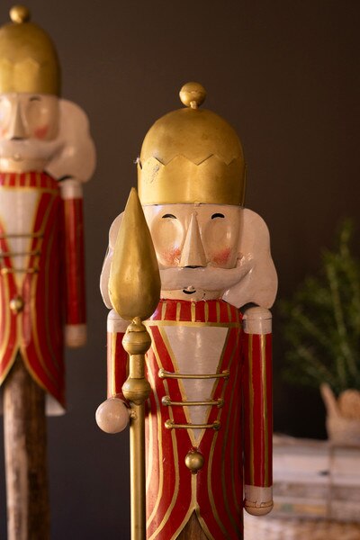 Painted Metal Nutcracker Figures on Wood Bases - Set of 2 - product photo 3
