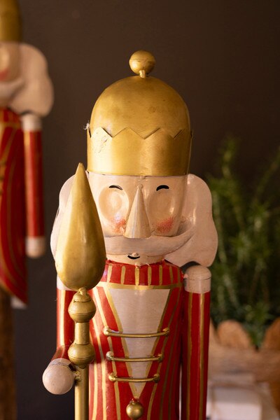 Painted Metal Nutcracker Figures on Wood Bases - Set of 2 - product photo 5